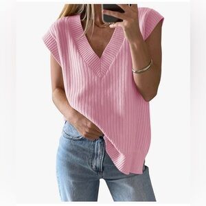 NWT Pink V-Neck Sleeveless Top-S